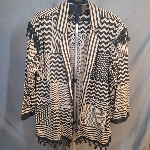 Vintage Black and White Patterned Jacket - Picture 1 of 11